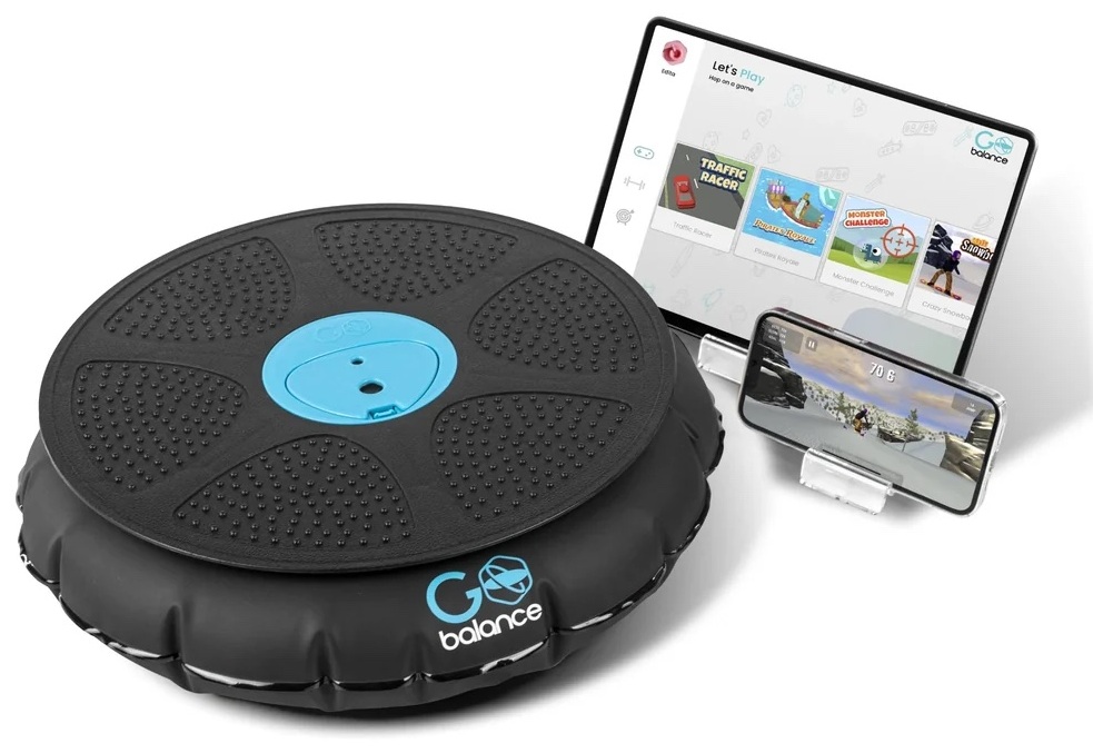 GoBalance Play board with tablet and phone